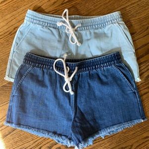 AERIE denim tie shorts